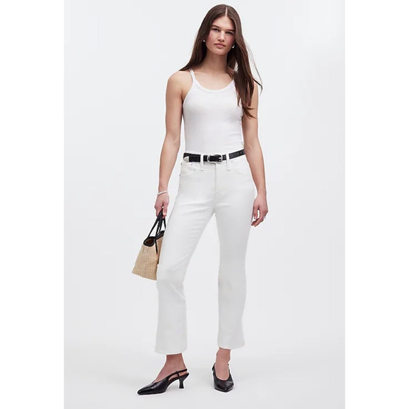 NWT Madewell Kick Out Crop Jeans in Pure White Size 27 - Picture 1 of 14